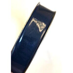 Vintage Navy Blue Enamel & Metal Bangle Bracelet Womens Jewelry